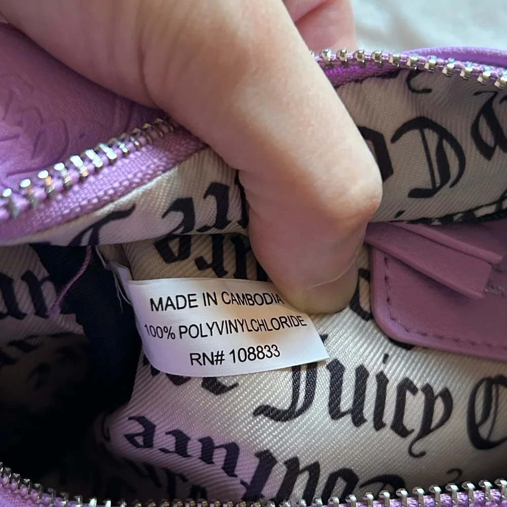 Juicy Couture String of Pearls Roll Bag Violet Tulle Debossed Y2K Coquette Retro